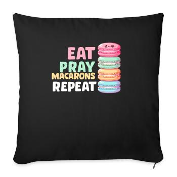 Macarons Cookies Baker French Dessert Funny - Sofa pillowcase 17,3'' x 17,3'' (45 x 45 cm) - black - Front