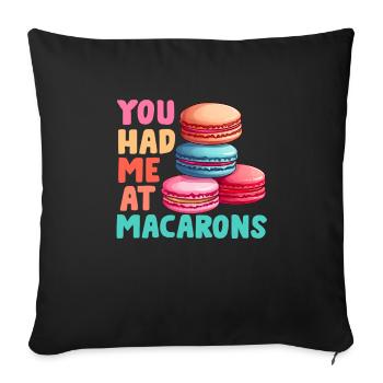 Macarons Cookies Baker French Dessert Funny - Sofa pillowcase 17,3'' x 17,3'' (45 x 45 cm) - black - Front