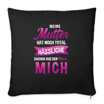 90er Jahre Mottoparty 1990er Neunziger Kostüm - Sofakissenbezug 45 x 45 cm - Schwarz - Vorne