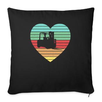 Forklift Operator Vintage Heart Forklift Driver Co - Sofa pillowcase 17,3'' x 17,3'' (45 x 45 cm) - black - Front