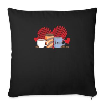 La Saint-Valentin Café Boire L’amant Coeur Amour - Housse de coussin décorative 45 x 45 cm - noir - Devant