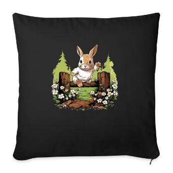 HappyHops Kaninhop lapin Kaninhop cadeau - Housse de coussin décorative 45 x 45 cm - noir - Devant