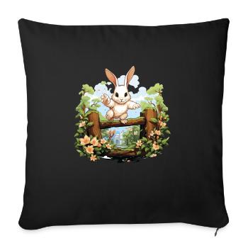 On big jump with rabbit hop ideal for rabbit - Sofa pillowcase 17,3'' x 17,3'' (45 x 45 cm) - black - Front