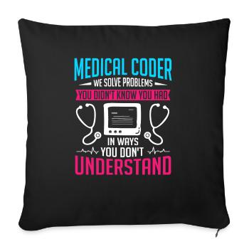 Spécialiste du codage de codeur médical - Housse de coussin décorative 45 x 45 cm - noir - Devant