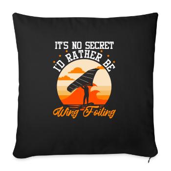 Wingsurfing Foil Wing Wing Boarding Wing Foiling - Sofa pillowcase 17,3'' x 17,3'' (45 x 45 cm) - black - Front