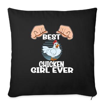 Drôle De Poulet Dire Poulet - Housse de coussin décorative 45 x 45 cm - noir - Devant
