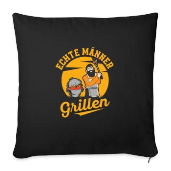 Echte Männer grillen Grill BBQ Griller - Sofakissenbezug 45 x 45 cm - Schwarz - Vorne
