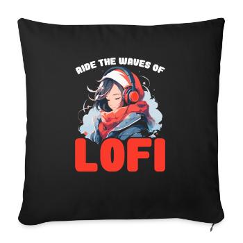 Lofi Music Lover Low Fidelity Japanese Aesthetic - Sofa pillowcase 17,3'' x 17,3'' (45 x 45 cm) - black - Front