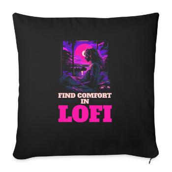 Lofi Music Lover Low Fidelity Japanese Aesthetic - Sofa pillowcase 17,3'' x 17,3'' (45 x 45 cm) - black - Front