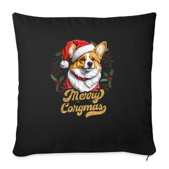 Merry Corgmas Weihnachts-Corgi - Sofakissenbezug 45 x 45 cm - Schwarz - Vorne