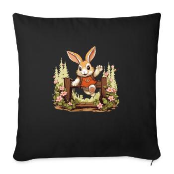 Kaninhop your rabbit as an obstacle champion - Sofa pillowcase 17,3'' x 17,3'' (45 x 45 cm) - black - Front