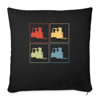 Retro Forklift Driver Vintage Forklift Operator Fo - Sofa pillowcase 17,3'' x 17,3'' (45 x 45 cm) - black - Front