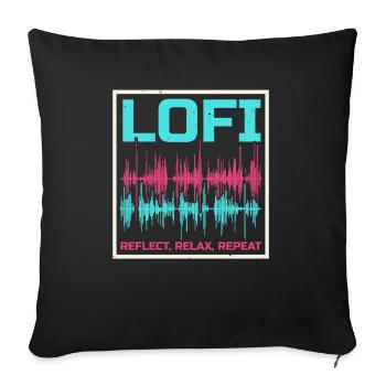 Lofi Music Lover Low Fidelity Japanese Aesthetic - Sofa pillowcase 17,3'' x 17,3'' (45 x 45 cm) - black - Front