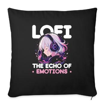 Lofi Music Lover Low Fidelity Japanese Aesthetic - Sofa pillowcase 17,3'' x 17,3'' (45 x 45 cm) - black - Front