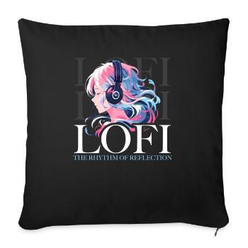 Lofi Music Lover Low Fidelity Japanese Aesthetic - Sofa pillowcase 17,3'' x 17,3'' (45 x 45 cm) - black - Front
