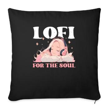 Lofi Music Lover Low Fidelity Japanese Aesthetic - Sofa pillowcase 17,3'' x 17,3'' (45 x 45 cm) - black - Front