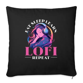 Lofi Music Lover Low Fidelity Japanese Aesthetic - Sofa pillowcase 17,3'' x 17,3'' (45 x 45 cm) - black - Front