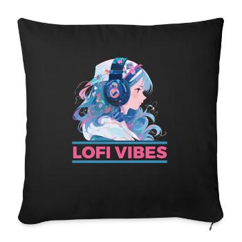 Lofi Music Lover Low Fidelity Japanese Aesthetic - Sofa pillowcase 17,3'' x 17,3'' (45 x 45 cm) - black - Front