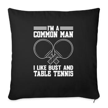 Tennis de table dictant raquette de tennis de table - Housse de coussin décorative 45 x 45 cm - noir - Devant