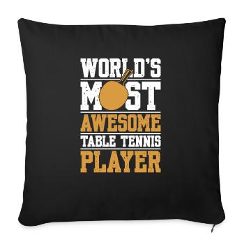 Tennis de table dictant raquette de tennis de table - Housse de coussin décorative 45 x 45 cm - noir - Devant