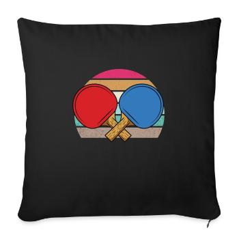 Tennis de table dictant raquette de tennis de table - Housse de coussin décorative 45 x 45 cm - noir - Devant