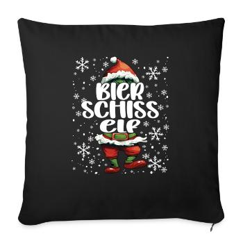 Weihnachtsoutfit Bierschiss Elf - Sofakissenbezug 45 x 45 cm - Schwarz - Vorne