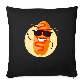 Chien de maïs cool - Housse de coussin décorative 45 x 45 cm - noir - Devant