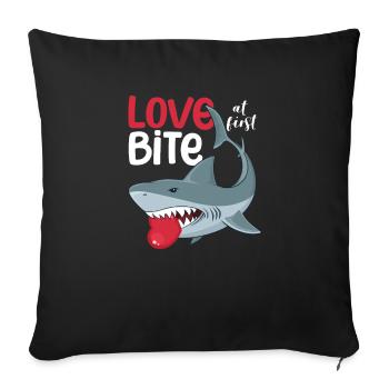 Coup De Foudre À La Première Morsure Requins Drôle - Housse de coussin décorative 45 x 45 cm - noir - Devant