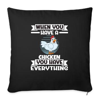 Drôle De Poulet Dire Poulet - Housse de coussin décorative 45 x 45 cm - noir - Devant