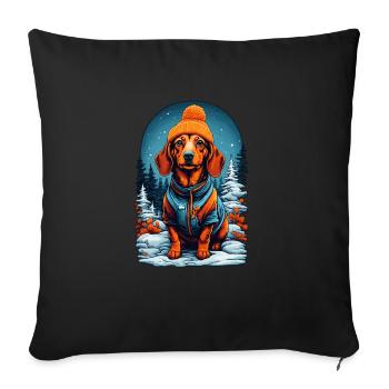 Dachshund In Winter Has Happy Dachshund - Sofa pillowcase 17,3'' x 17,3'' (45 x 45 cm) - black - Front