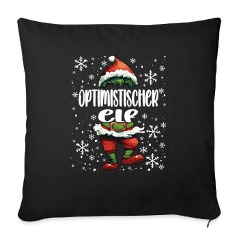 Weihnachtsoutfit Optimistischer Elf - Sofakissenbezug 45 x 45 cm - Schwarz - Vorne