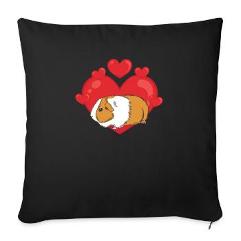 Guinea Pig Owner Heart Valentine's Day Funny - Sofa pillowcase 17,3'' x 17,3'' (45 x 45 cm) - black - Front