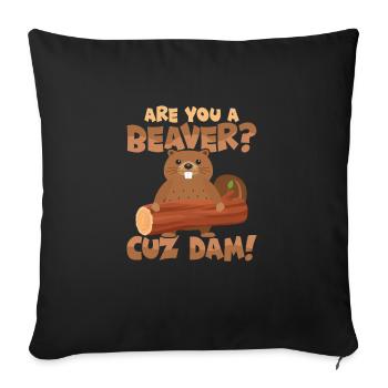 Êtes-vous un castor ? Barrage de Cuz ! Animal rongeur - Housse de coussin décorative 45 x 45 cm - noir - Devant