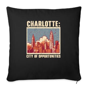 Charlotte North Carolina USA America United States - Sofa pillowcase 17,3'' x 17,3'' (45 x 45 cm) - black - Front