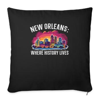 La Nouvelle-Orléans, Louisiane, États-Unis, États-Unis - Housse de coussin décorative 45 x 45 cm - noir - Devant