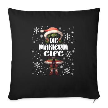 Weihnachtsoutfit Maklerin Wichtel - Sofakissenbezug 45 x 45 cm - Schwarz - Vorne