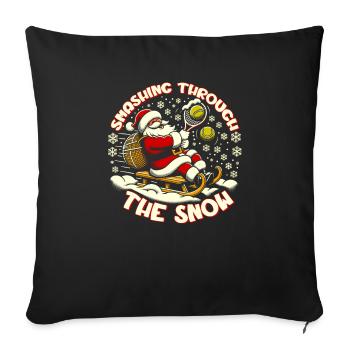 Noël de tennis, Smashing Through The Snow, - Housse de coussin décorative 45 x 45 cm - noir - Devant