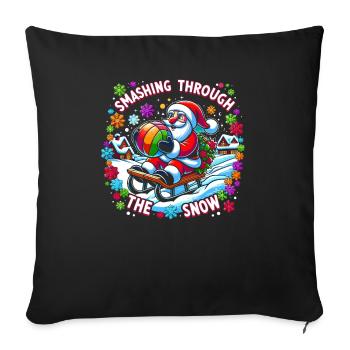 Volleyball Christmas Santa, Smashing Through The - Sofakissenbezug 45 x 45 cm - Schwarz - Vorne