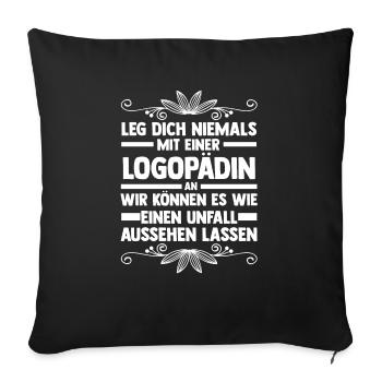 Logopädie Logopädin - Sofakissenbezug 45 x 45 cm - Schwarz - Vorne