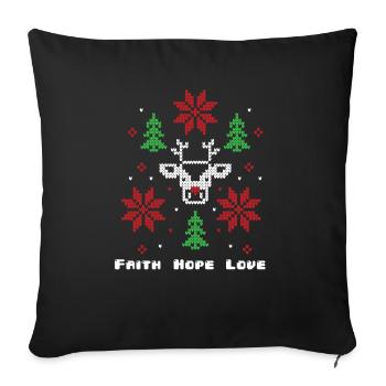 Faith Hope Love Religious Family Christmas - Sofa pillowcase 17,3'' x 17,3'' (45 x 45 cm) - black - Front