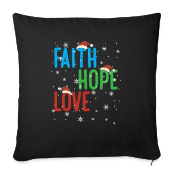 Faith Hope Love Religious Family Christmas Santa - Sofa pillowcase 17,3'' x 17,3'' (45 x 45 cm) - black - Front