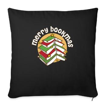 Merry Bookmas Bookworm Christmas Tree Book Lover - Sofa pillowcase 17,3'' x 17,3'' (45 x 45 cm) - black - Front