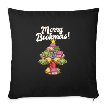 Merry Bookmas Bookworm Christmas Tree Book Lover - Sofa pillowcase 17,3'' x 17,3'' (45 x 45 cm) - black - Front