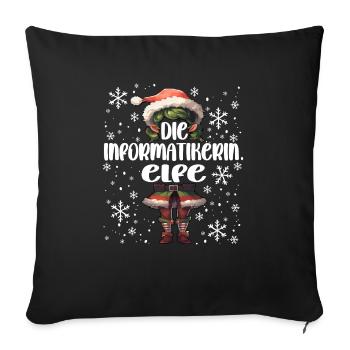 Weihnachtsoutfit Informatikerin Wichtel - Sofakissenbezug 45 x 45 cm - Schwarz - Vorne