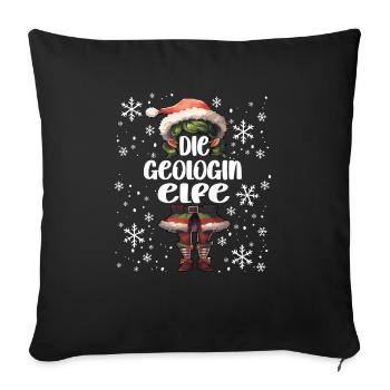 Weihnachtsoutfit Geologin Wichtel - Sofakissenbezug 45 x 45 cm - Schwarz - Vorne
