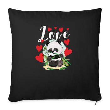 Liebe Panda-Valentinstag-lustige niedliche Panda - Sofakissenbezug 45 x 45 cm - Schwarz - Vorne