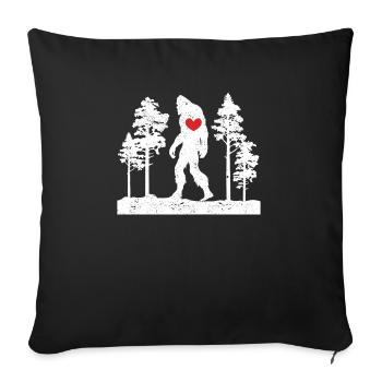 Bigfoot coeur Saint-Valentin Sasquatch amant Couple - Housse de coussin décorative 45 x 45 cm - noir - Devant