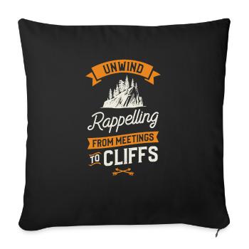 Détendez-vous en descendant en rappel des réunions aux falaises - Housse de coussin décorative 45 x 45 cm - noir - Devant