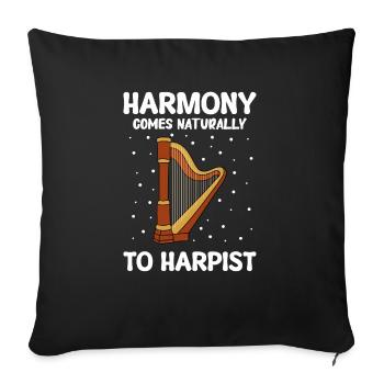 Harpiste Harpe Musique Harpiste - Housse de coussin décorative 45 x 45 cm - noir - Devant