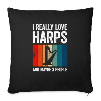Harpiste Harpe Musique Harpiste - Housse de coussin décorative 45 x 45 cm - noir - Devant